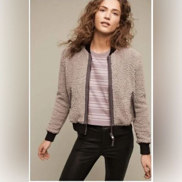 Anthropologie Marrakech Sherpa Bomber Teddy Jacket. Small - Picture 1 of 8